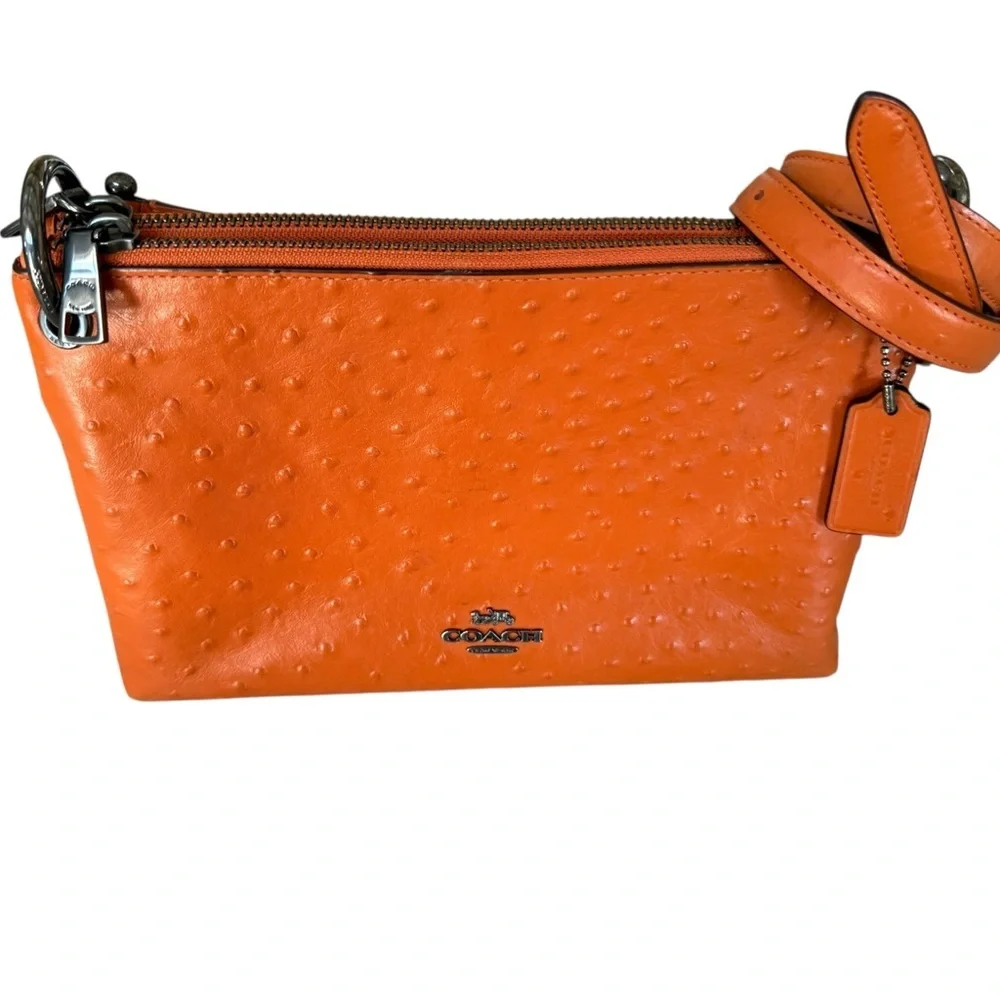 Coach Orange Ostrich Mia Crossbody‎ Bag